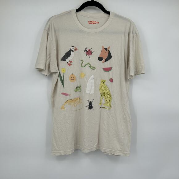 Lorien Stern Tan Animal Ghost Graphic Tee Shirt Size Medium M - Picture 1 of 5